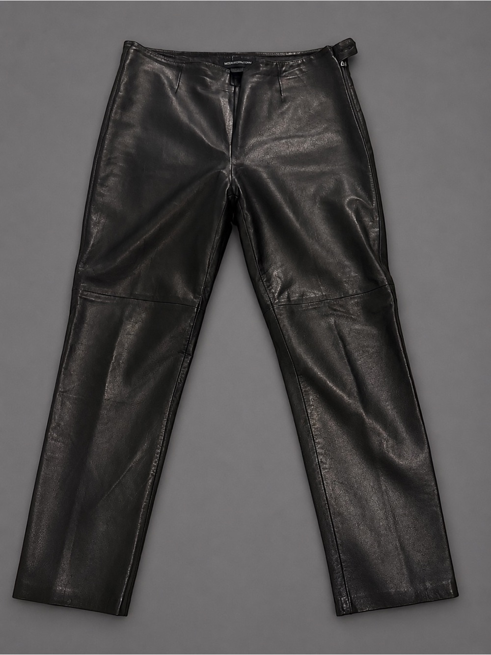 Moda International Genuine Leather Pants Petite 12 Black Straight Leg